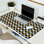 Checkered Multicolor Pattern XV Black Yellow Navy Blue Desk Mat Gallery Image 2