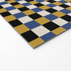 Checkered Multicolor Pattern XV Black Yellow Navy Blue Welcome Mat Gallery Image 2