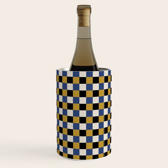 Checkered Multicolor Pattern XV Black Yellow Navy Blue Wine Chiller Gallery Image 2
