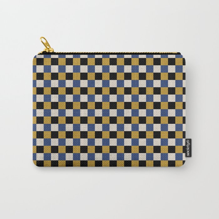 Checkered Multicolor Pattern XV Black Yellow Navy Blue Carry All Pouch Gallery Image 1
