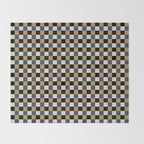 Checkered Multicolor Pattern XV Black Yellow Navy Blue Throw Blanket Gallery Image 2