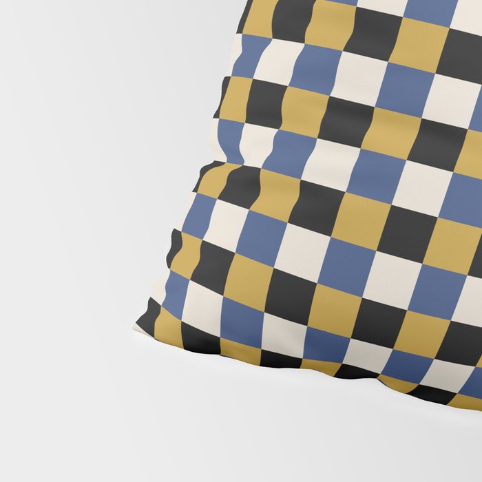 Checkered Multicolor Pattern XV Black Yellow Navy Blue Pillow Sham Gallery Image 4