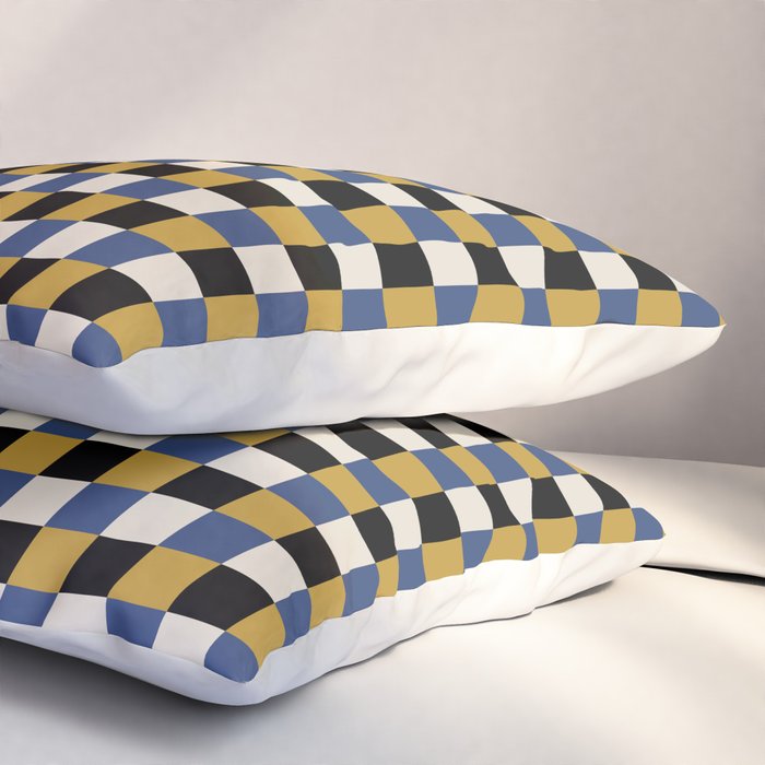Checkered Multicolor Pattern XV Black Yellow Navy Blue Pillow Sham Gallery Image 3