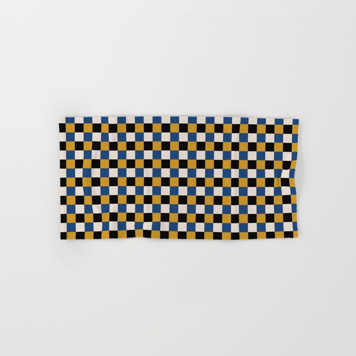 Checkered Multicolor Pattern XV Black Yellow Navy Blue Bath Towel Gallery Image 1