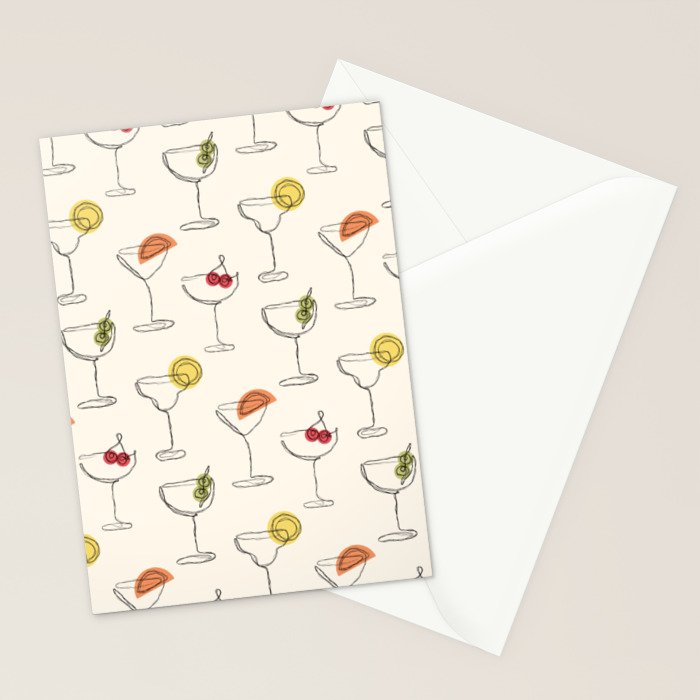 Retro Cocktails Stationery Card Gallery Image 2