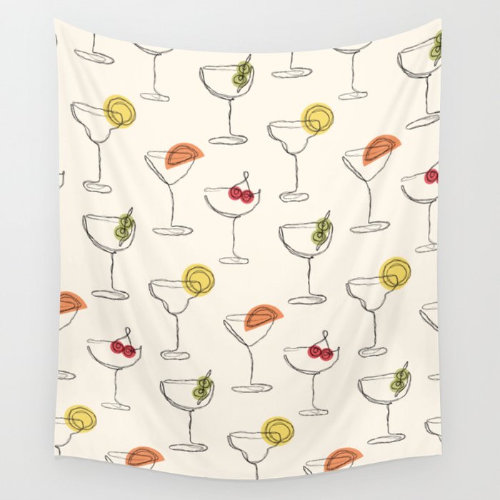 Retro Cocktails Wall Tapestry Gallery Image 1