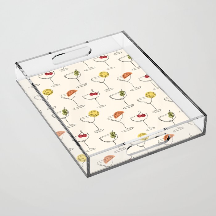 Retro Cocktails Acrylic Tray Gallery Image 1