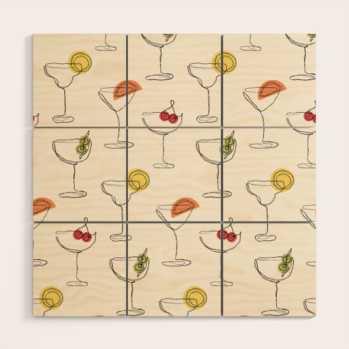 Retro Cocktails Wood Wall Art Gallery Image 1