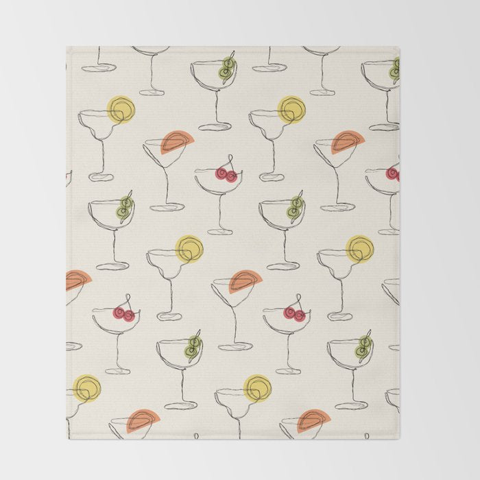 Retro Cocktails Throw Blanket Gallery Image 2