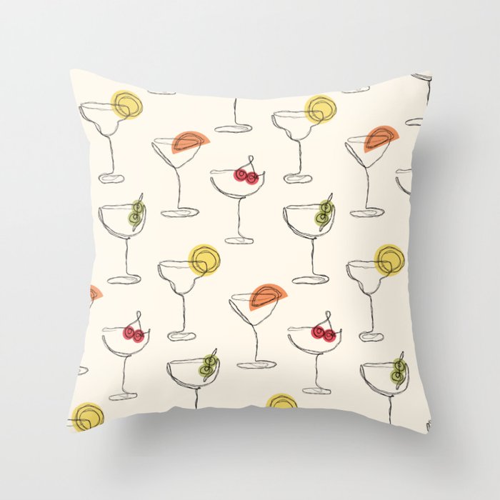 Retro Cocktails Throw Pillow Gallery Image 6