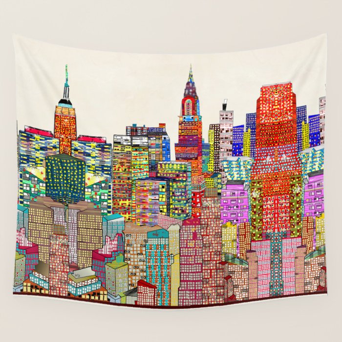 new york city skyline Wall Tapestry Gallery Image 1
