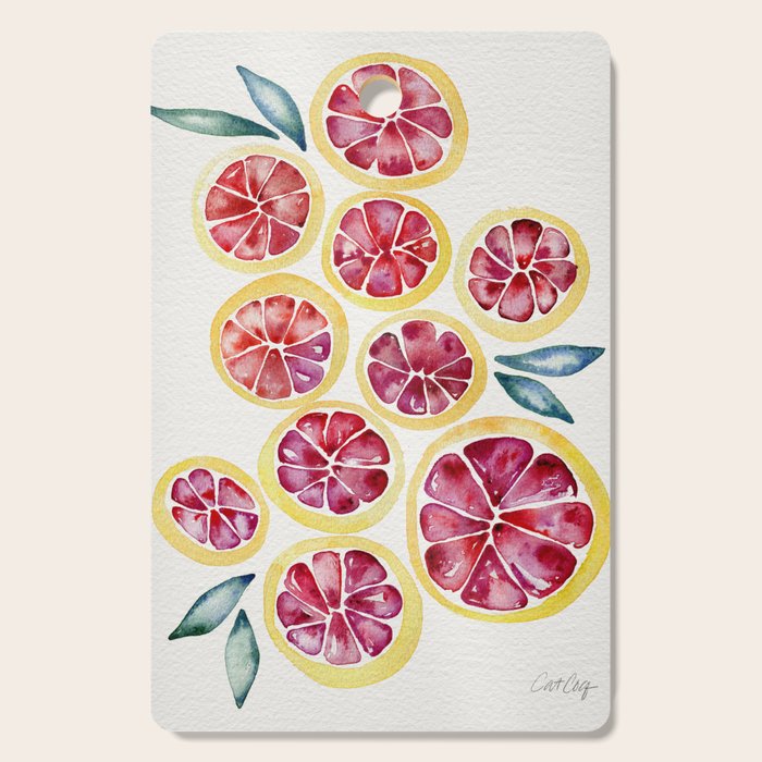 Sliced Grapefruits Watercolor Cutting Board Gallery Image 1