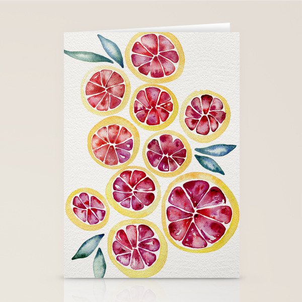 Sliced Grapefruits Watercolor Stationery Card Gallery Image 2