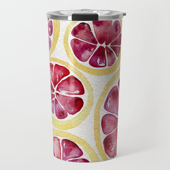 Sliced Grapefruits Watercolor Travel Mug Gallery Image 1