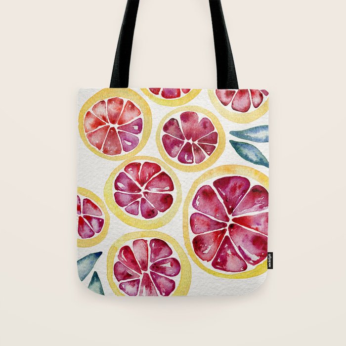 Sliced Grapefruits Watercolor Tote Bag Gallery Image 1