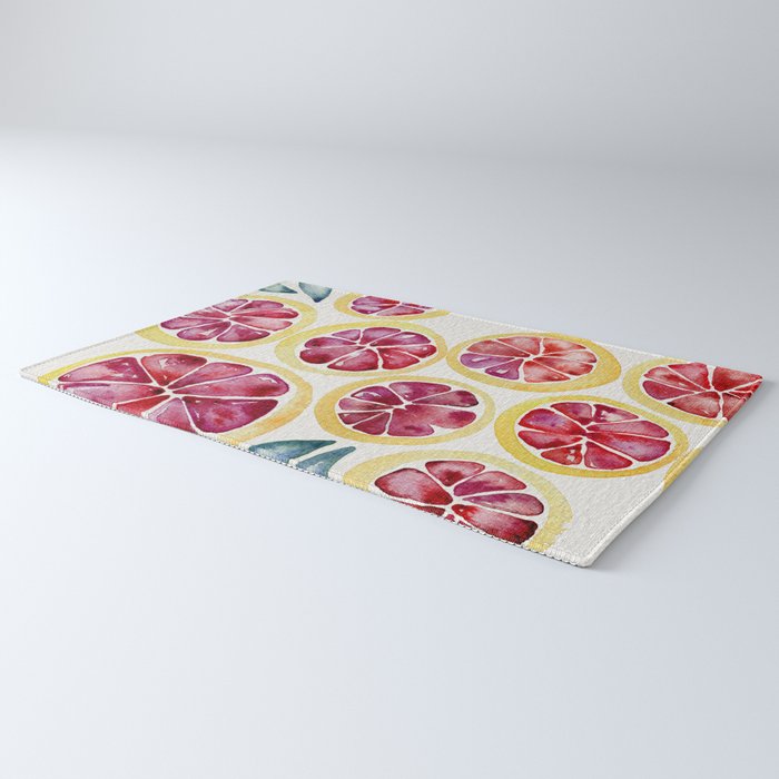 Sliced Grapefruits Watercolor Rug Gallery Image 3