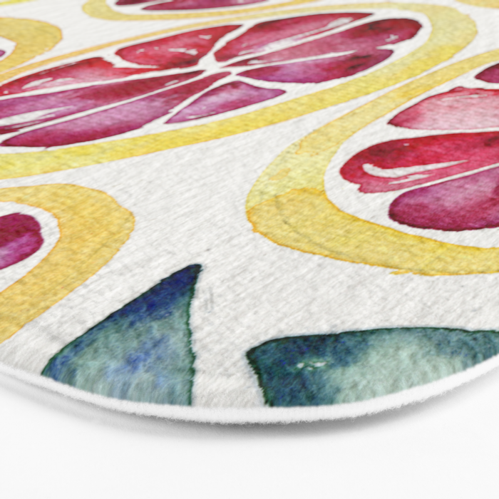Sliced Grapefruits Watercolor Bath Mat Gallery Image 3