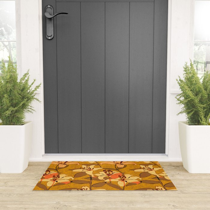 Tiger Lily (ORANGE-RED) Welcome Mat Gallery Image 3