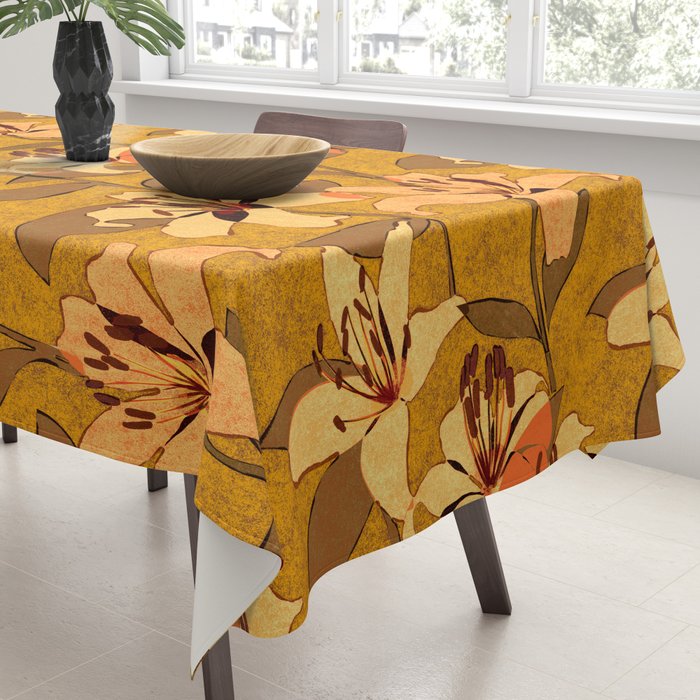 Tiger Lily (ORANGE-RED) Tablecloth Gallery Image 3
