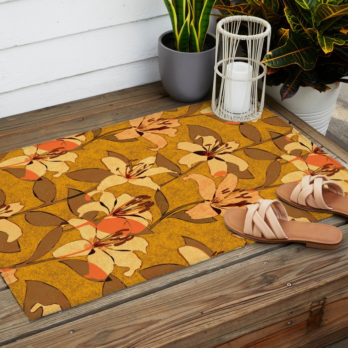 Tiger Lily (ORANGE-RED) Outdoor Rug Gallery Image 2