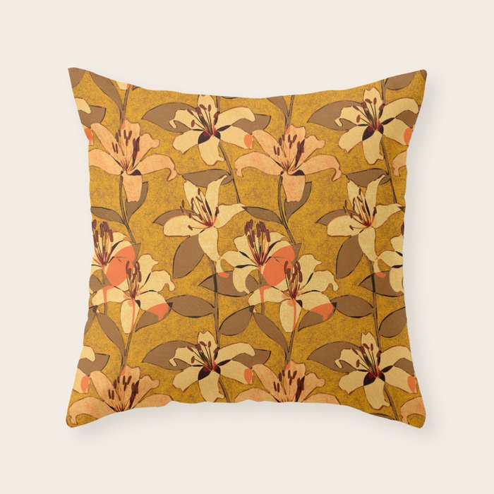 Tiger Lily (ORANGE-RED) Throw Pillow Gallery Image 6