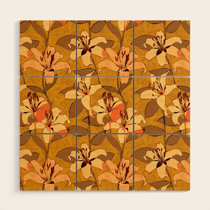 Tiger Lily (ORANGE-RED) Wood Wall Art Gallery Image 1