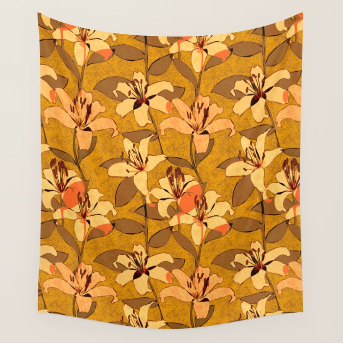 Tiger Lily (ORANGE-RED) Wall Tapestry Gallery Image 4