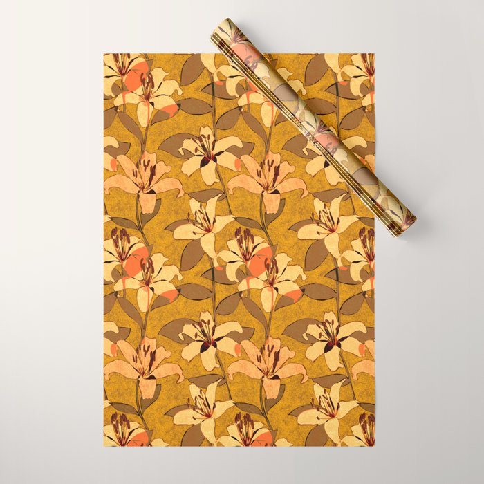 Tiger Lily (ORANGE-RED) Wrapping Paper Gallery Image 1