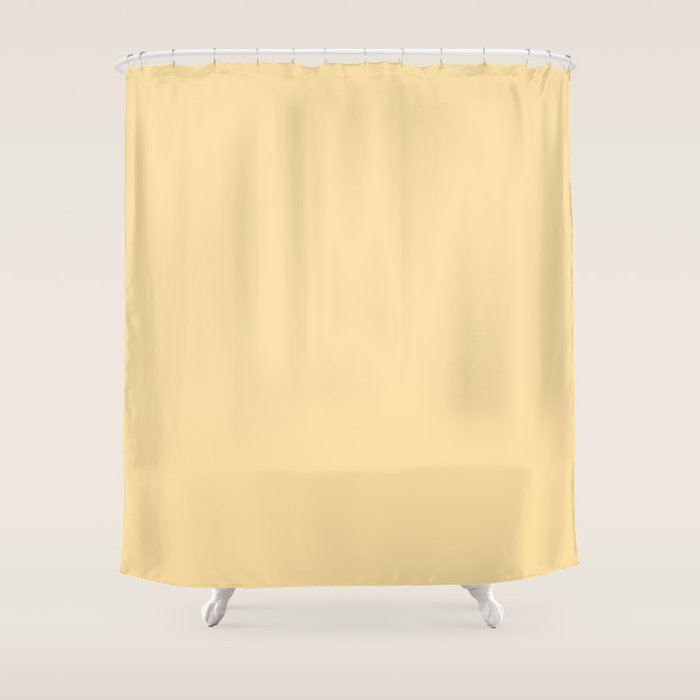 Buttercream Yellow Pastel Solid Shower Curtain Gallery Image 1