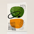 Mid Century Modern Abstract Colorful Art Patterns Olive Green Yellow Ochre Orbit Geometric Objects Stationery Card Gallery Image 2