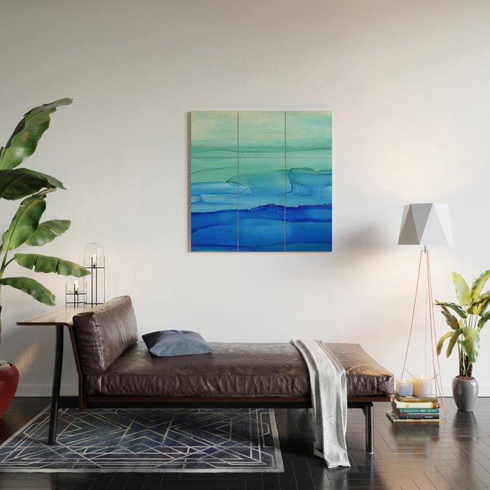 Alcohol Ink Seascape Wood Wall Art Gallery Image 2