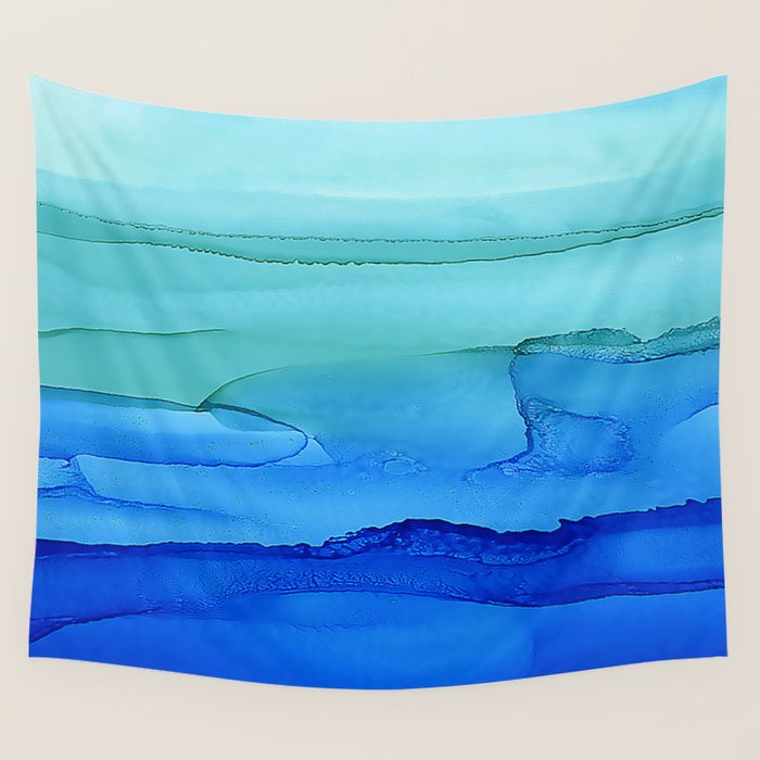 Alcohol Ink Seascape Wall Tapestry Gallery Image 1