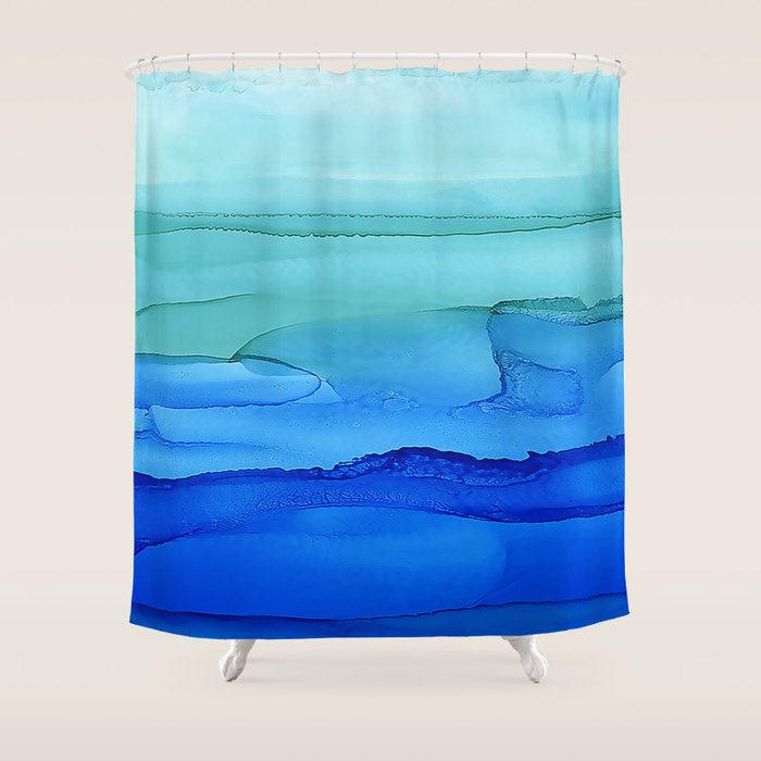 Alcohol Ink Seascape Shower Curtain Gallery Image 1