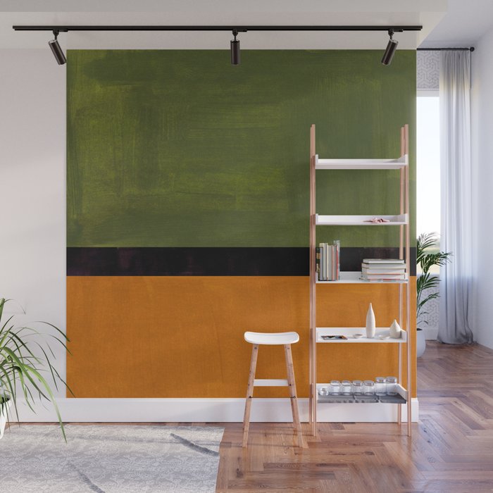 Olive Night Color Field Mid Century Modern Minimalist Wall Mural Gallery Image 1