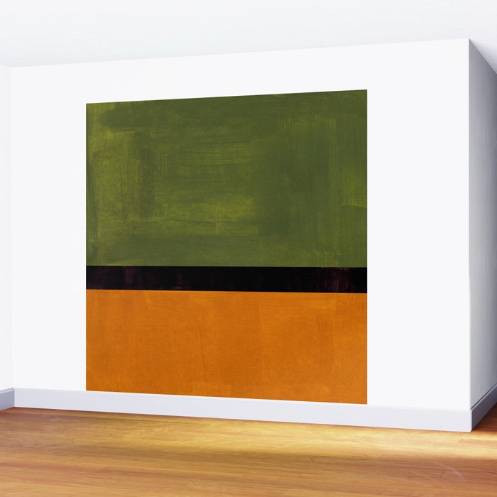 Olive Night Color Field Mid Century Modern Minimalist Wall Mural Gallery Image 2