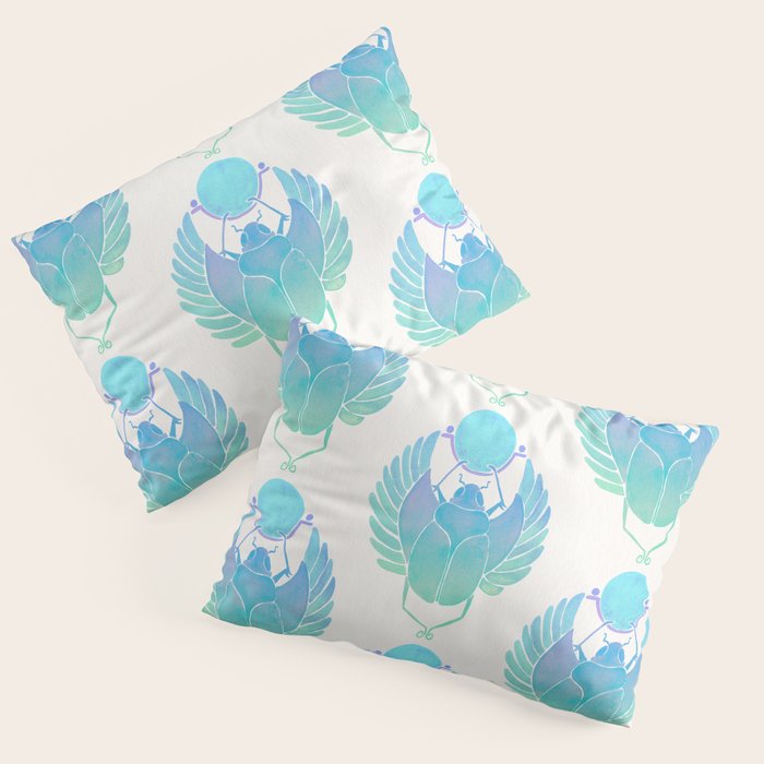 Egyptian Scarab - Turquoise OmbrÃ© Pillow Sham Gallery Image 3