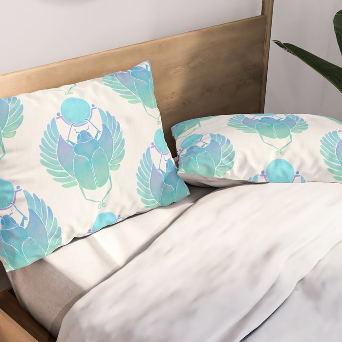 Egyptian Scarab - Turquoise OmbrÃ© Pillow Sham Gallery Image 2