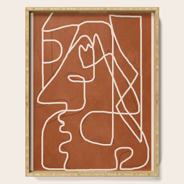 Abstract Face Sketch 4 Serving Tray Gallery Image 1