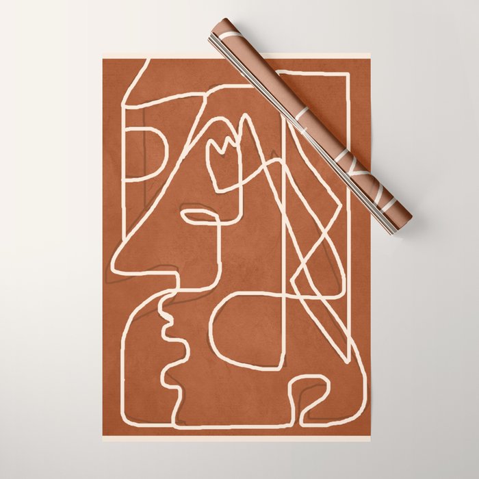 Abstract Face Sketch 4 Wrapping Paper Gallery Image 1