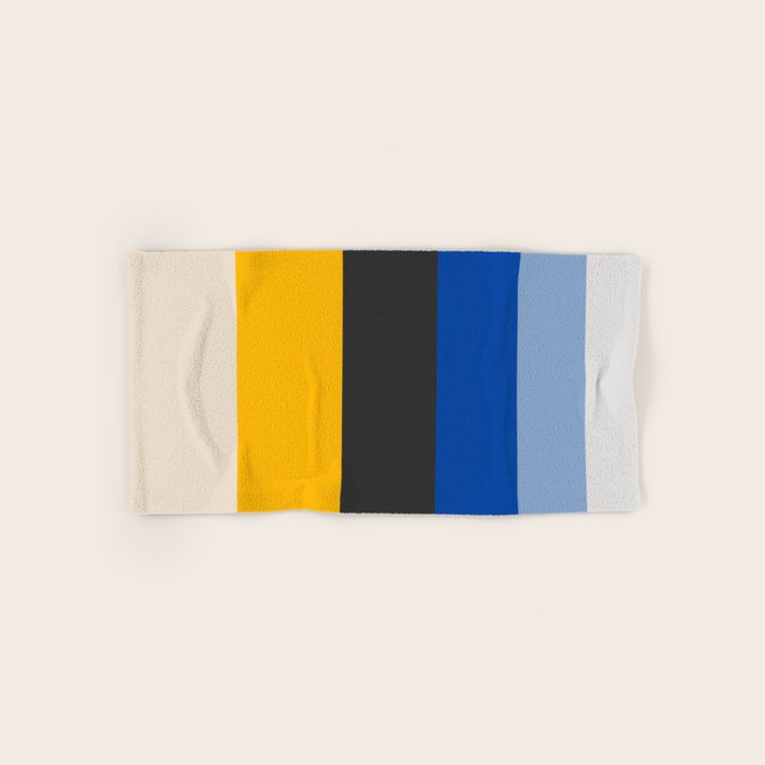 Complementary Blue & Yellow Colorful Geometric Pattern Bath Towel Gallery Image 1