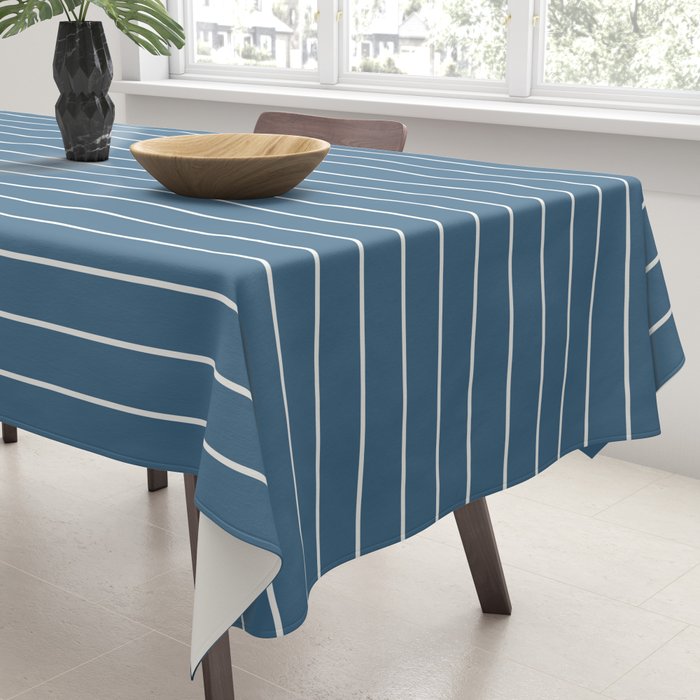 Minimal Arch XXXIV Nautical Blue Modern Geometric Lines Tablecloth Gallery Image 3