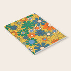 Retro Garden Flowers Groovy 60s 70s Multicolor Floral Pattern on Mustard Notebook Gallery Image 2