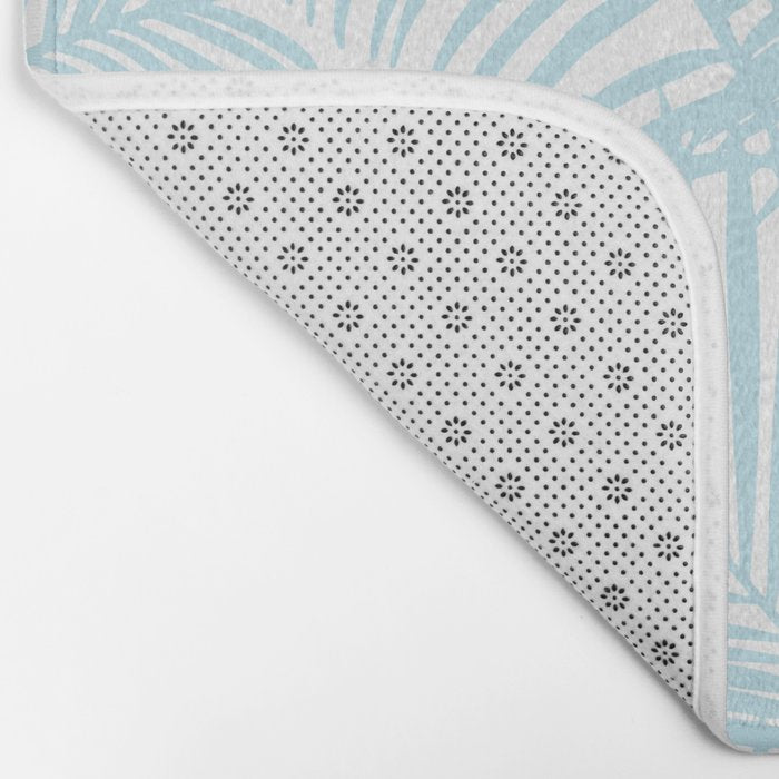 Pastel blue modern simple tropical palm tree Bath Mat Gallery Image 2