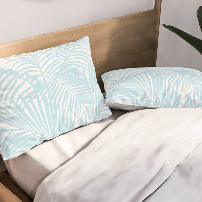 Pastel blue modern simple tropical palm tree Pillow Sham Gallery Image 2