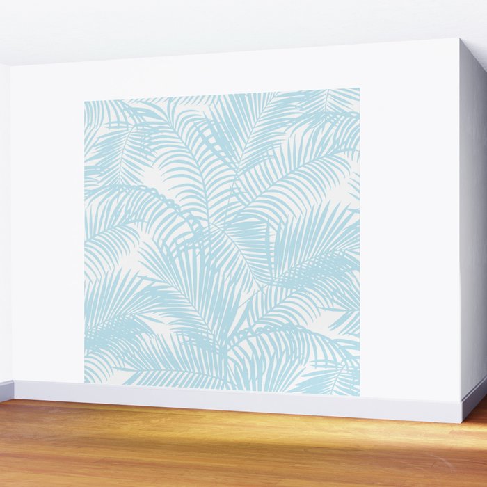 Pastel blue modern simple tropical palm tree Wall Mural Gallery Image 2