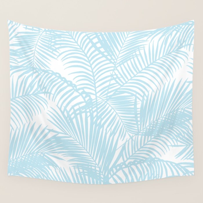 Pastel blue modern simple tropical palm tree Wall Tapestry Gallery Image 4