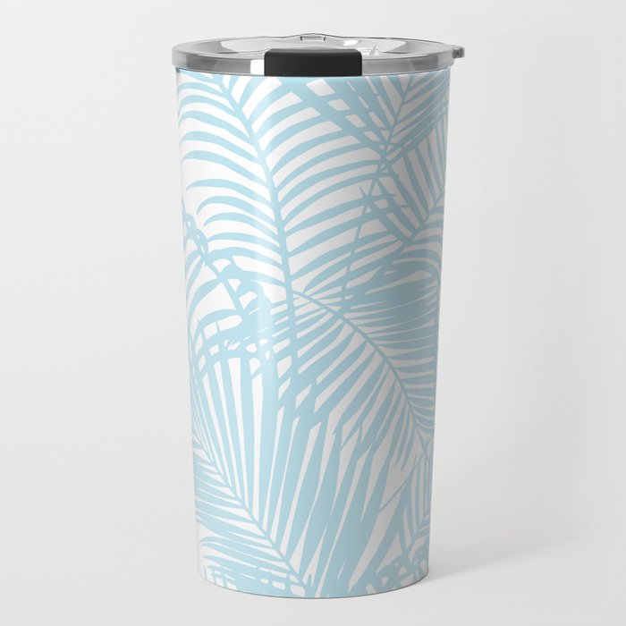 Pastel blue modern simple tropical palm tree Travel Mug Gallery Image 1