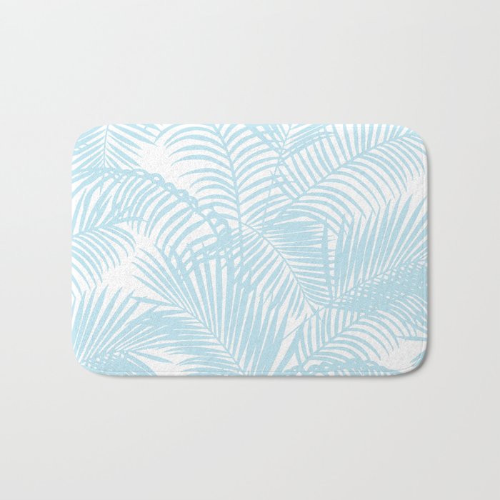 Pastel blue modern simple tropical palm tree Bath Mat Gallery Image 1