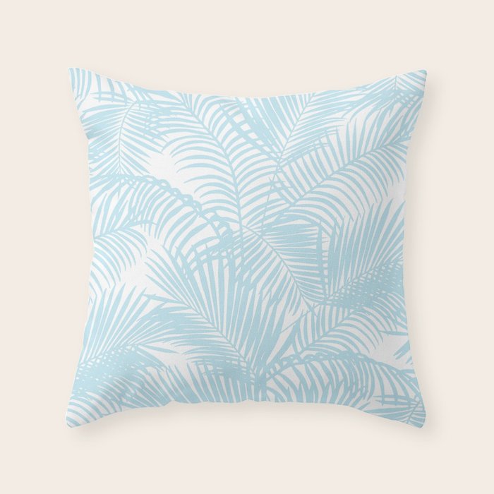 Pastel blue modern simple tropical palm tree Throw Pillow Gallery Image 6