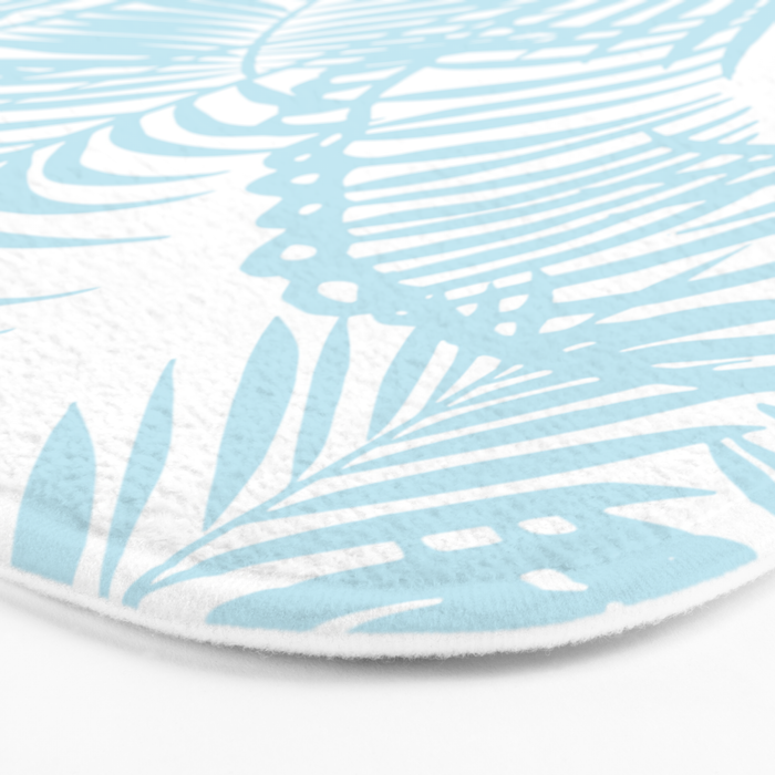 Pastel blue modern simple tropical palm tree Bath Mat Gallery Image 3